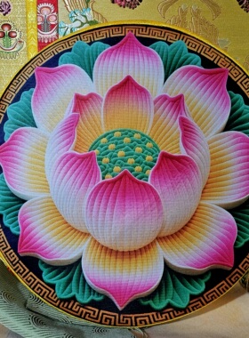 莲花跪拜圆形立体绒禅意打坐莲花地垫佛前毯子佛系礼佛垫棕沙垫