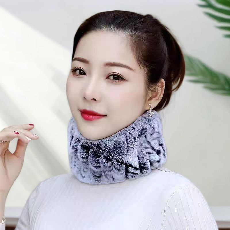獭兔毛脖套女冬季保暖韩版百搭新款围巾真毛皮草编织弹力套头围脖