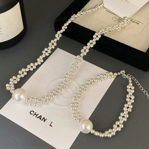 choker碎银编织珍珠项链