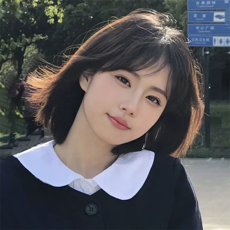 黑色逼真短直发性感伪娘变装用品齐刘海整顶头套舞台反串假发日常