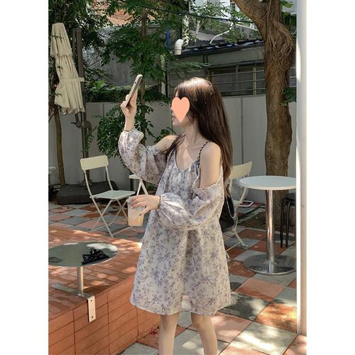 宽松碎花小个子吊带连衣裙