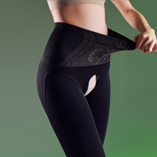 高腰水光袜伪娘变装收腹开档打底裤女装大佬光腿神器加绒保暖丝袜