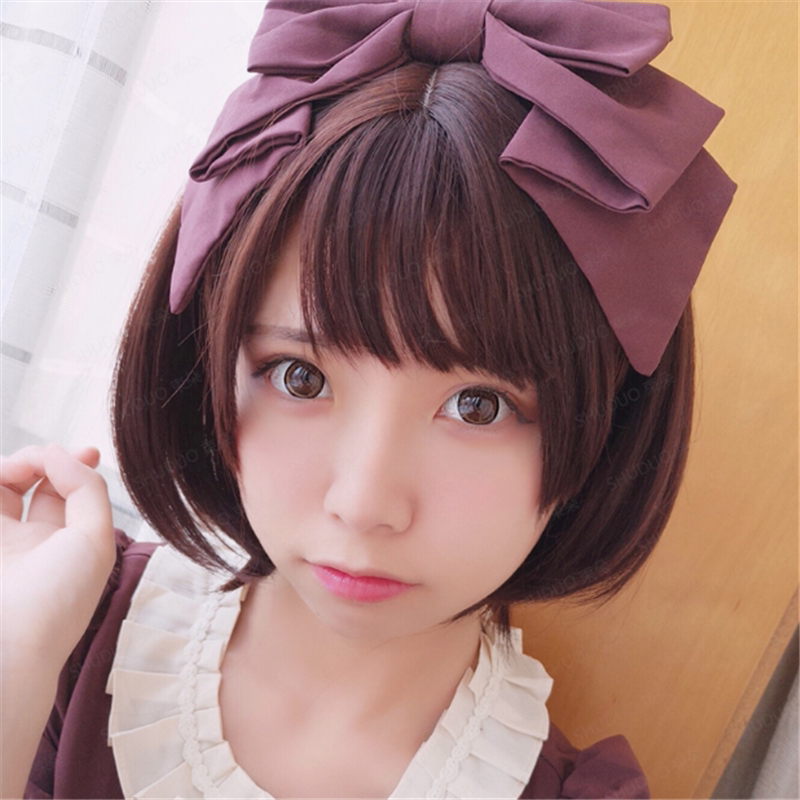 伪娘变装假发女短发日常姬发一刀齐刘海cospaly装扮齐耳短直发