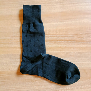 外贸订单日本男袜双针圆点黑绅士袜棉质吸汗透气直角皮鞋 袜