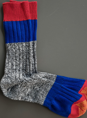 外贸男士袜子双针竖条纹红色袜头金袜头绅士袜复古袜吸汗透气加厚