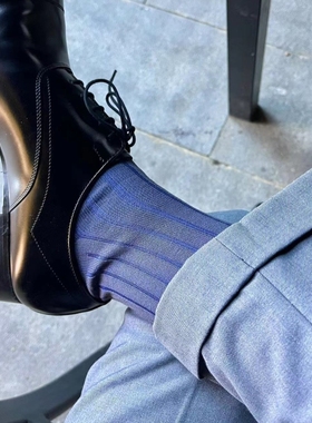 外贸出口订单男士丝光棉绅士袜及膝袜长筒坑条翻色正装皮鞋袜薄款