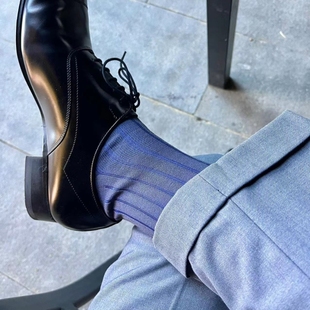 袜薄款 皮鞋 丝光棉绅士袜及膝袜长筒坑条翻色正装 外贸出口订单男士