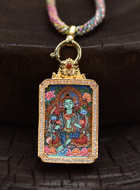 新款手绘绿度母全身像女士项链包邮到家