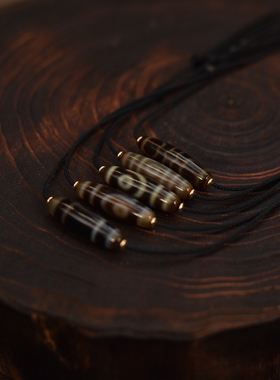 黑金极简风可拉伸调节天珠项链