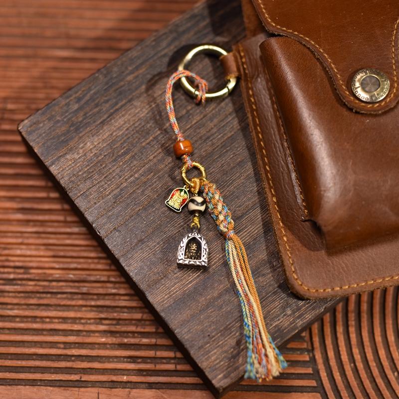 藏式个性创意包包挂饰扎基拉姆嘎乌盒钥匙扣手机挂件