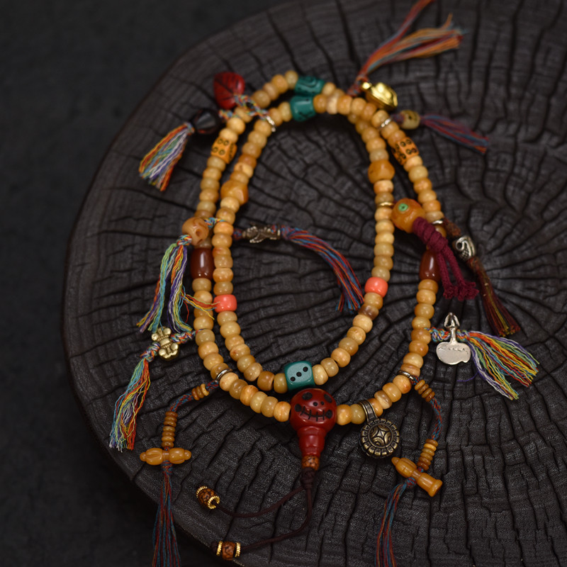 藏式藏风牦牛骨108佛珠念珠男女同款项链手链包邮到家