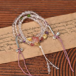 喜马拉雅女士白水晶佛珠6mm108颗佛珠念珠冰裂雪花搭配蜜蜡紫水晶