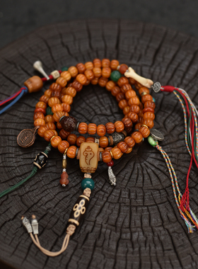 藏式藏风南瓜珠雕刻牛骨108佛珠念珠民族风包邮到家
