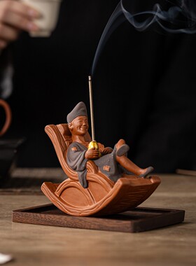 中古风济公摇椅摆件香插禅意装饰