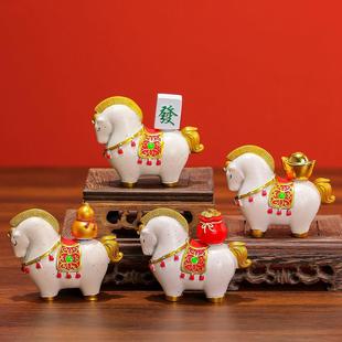 新款马上发财国潮马礼品套装马年吉祥物生肖桌面装饰创意礼物摆件