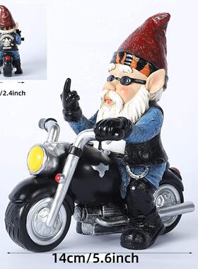创意小矮人摩托车侏儒摆件装饰品