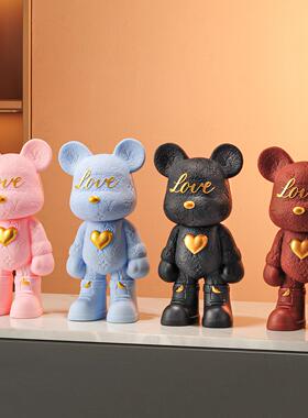 卡通爱心熊轻奢高档潮玩萌趣摆件