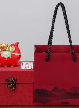 卡通福羊聚财商务礼品套装小摆件