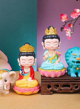 普贤文殊菩萨守护瑞兽树脂小摆件