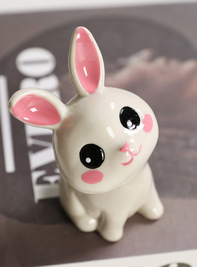 小兔子陶瓷摆设卡通新式家居装饰生日礼物.摆件桌面客厅可爱新用