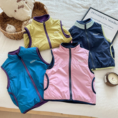 女童两面穿马甲秋冬抓绒儿童背心正反两穿男童坎肩8户外防泼水7岁