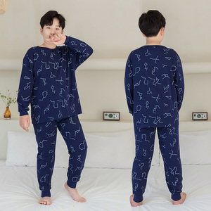 胖男童内衣套装加肥加大中大童宽松纯棉睡衣家居服秋衣秋裤两件套