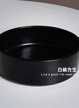 黑色高级感高档INS风陶瓷餐具泡面碗喝水碗简纯色复古猫碗西餐碗