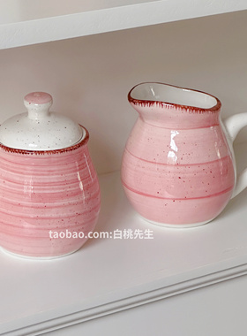 简约复古INS风陶瓷咖啡牛奶罐红色酒店家用家居微波炉欧式美式风