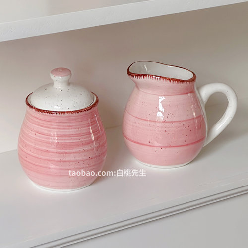 简约复古INS风陶瓷咖啡牛奶罐红色酒店家用家居微波炉欧式美式风