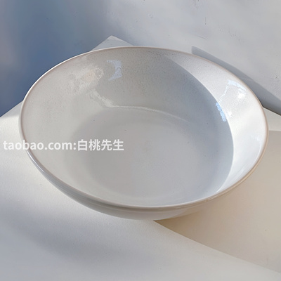 白桃先生 奶油白家居风窑变釉陶瓷餐具泡面大容量碗沙拉碗高档次