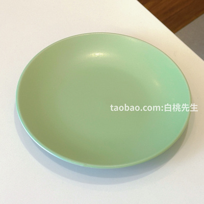 ins风陶瓷餐具家用好看清新绿纯色8英寸菜牛排零食盘子简约大气