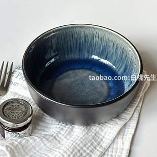 特别限量窑变釉高级陶瓷饭碗泡面碗家用耐高温简约复古 白桃先生