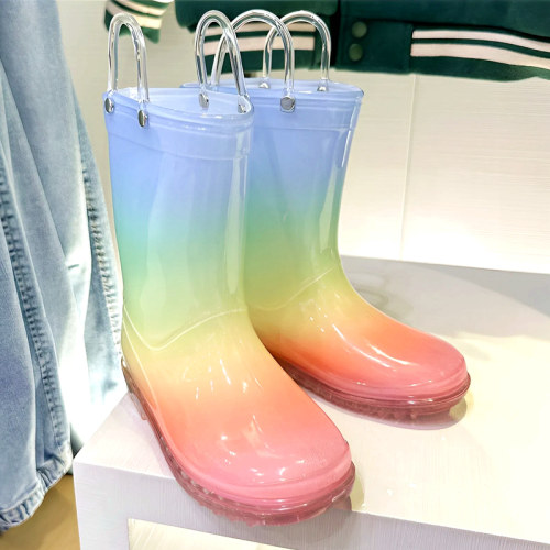 彩虹雨靴儿童雨鞋女童中大童水鞋
