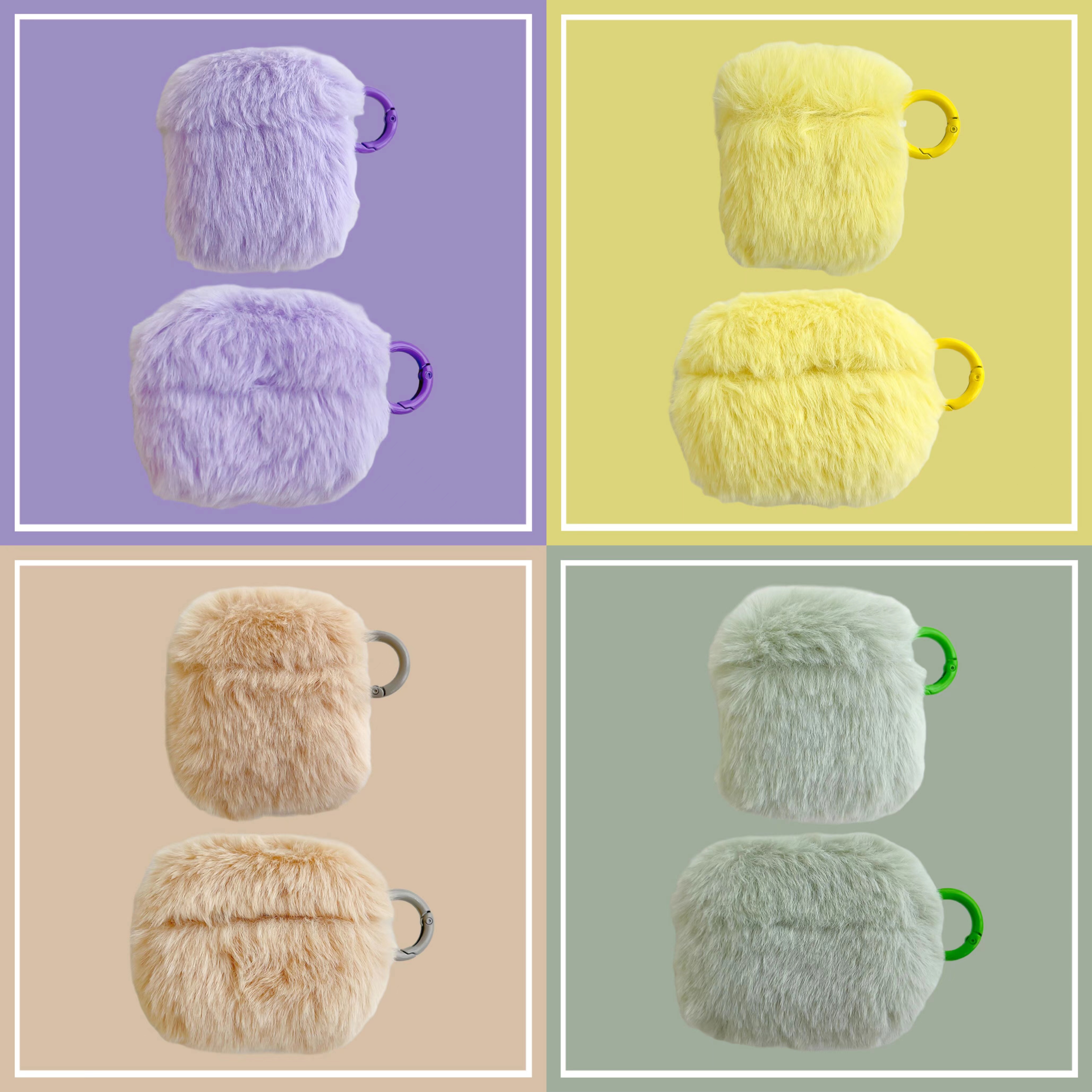 韩风秋冬纯色毛绒适用Airpods1/2代苹果全包Pro3代无线蓝牙耳机套