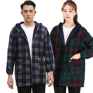 护衣外套大人棉罩衣可外穿加绒加厚男女士保暖工作服前扣短款冬季