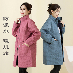 冬天新款加绒罩衣成人防水加绒外穿洋气羽绒服护衣女士干活工作服