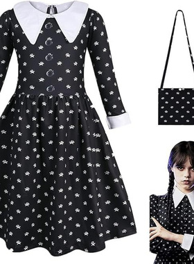 翻领裙子亚当斯一家人星期三Wednesday cos服外贸爆款 万圣节服装