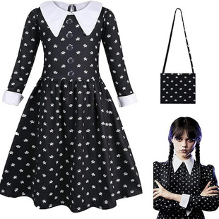 翻领裙子亚当斯一家人星期三Wednesday cos服外贸爆款 万圣节服装