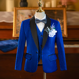 男童亮片西装套装蓝色生日主持礼服吉他考级演出儿童走秀模特西服