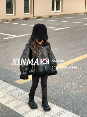 中小童韩系潮酷加厚皮衣夹克外套