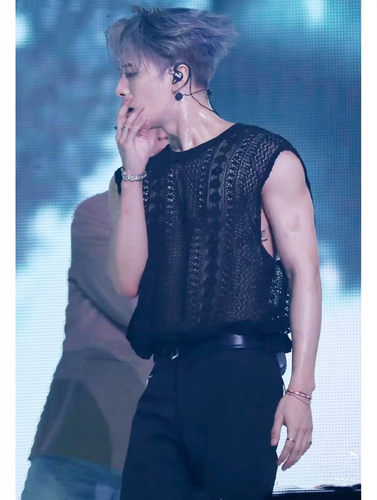 性感透视背心男蕾丝潮男宽松套头