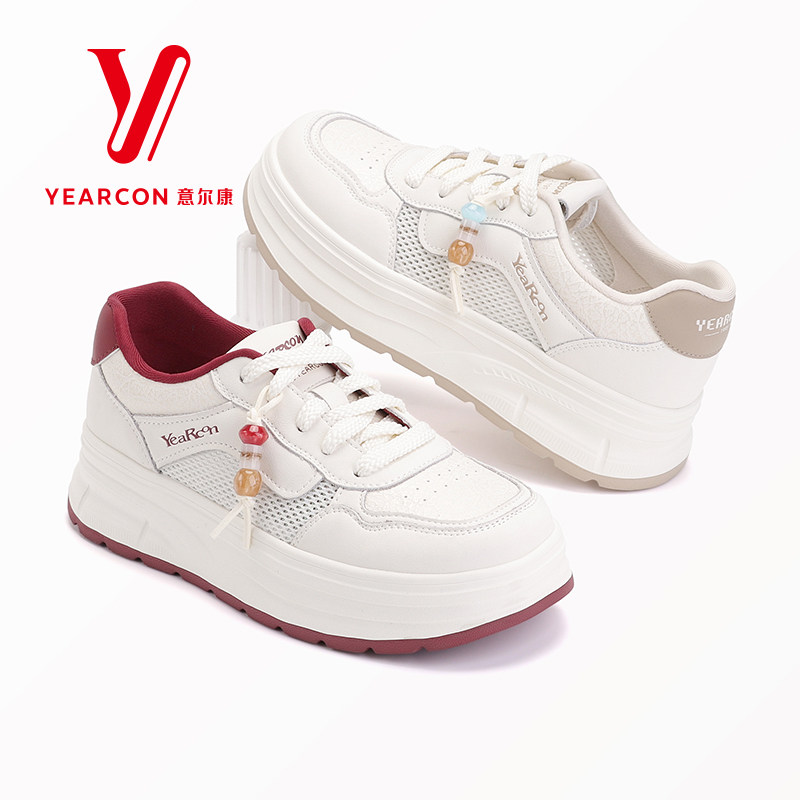 意尔康2026夏季新款单鞋休闲板鞋厚底增高小白鞋女薄款运动鞋潮鞋