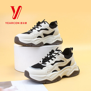 轻便保暖棉鞋 意尔康加绒老爹鞋 秋冬厚底休闲鞋 运动女鞋 女2025新款