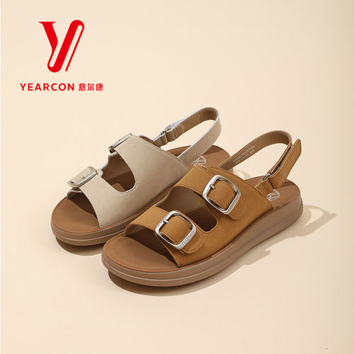 意尔康女鞋2026新款夏季休闲凉鞋女简约凉拖鞋百搭平底软底沙滩鞋