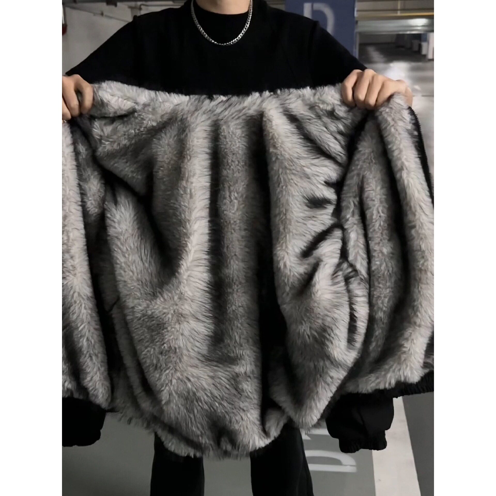 美式狼王座山雕棉服男款冬季加绒保暖加厚外套皮毛一体短款派克服
