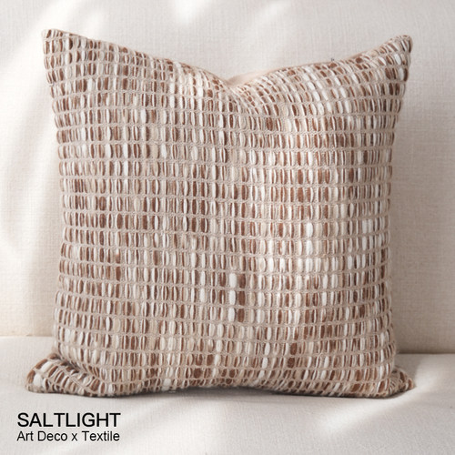 『寻野生活』中古侘寂咖色爆米花肌理亚麻混纺靠垫抱枕样板房方枕