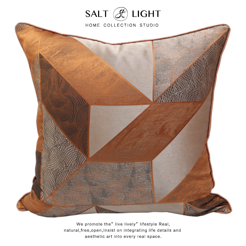 客厅沙发靠垫焦糖色暗纹抱枕