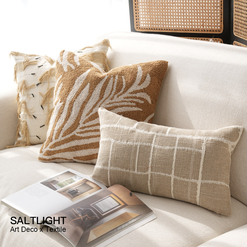 『晚秋』中古风黄色圈绒绣抱枕客厅靠垫沙发床头靠枕民宿软装