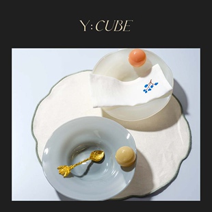 现货Y:CUBE丹麦进口Helle Mardahl彩色玻璃礼物盘子水杯咖啡杯子