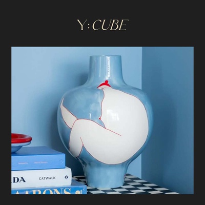 现货Y:CUBE进口法国Laetitia Rouget设计师陶瓷彩色创意居家花瓶